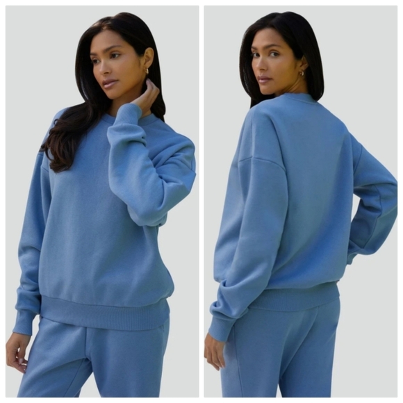 New IVL Collective French Terry Crewneck Fleece Dusty Blue Sweatshirt NWT Small - Picture 1 of 8